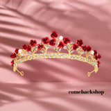 Crowns and Tiaras Hair Accessories for Wedding Prom Bridal Party Halloween Costume Christmas Gifts,Swarovski,red rose