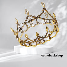 Load image into Gallery viewer, Black angels tiara mini crown queen king baroque wedding headpiece bridal shower tiara