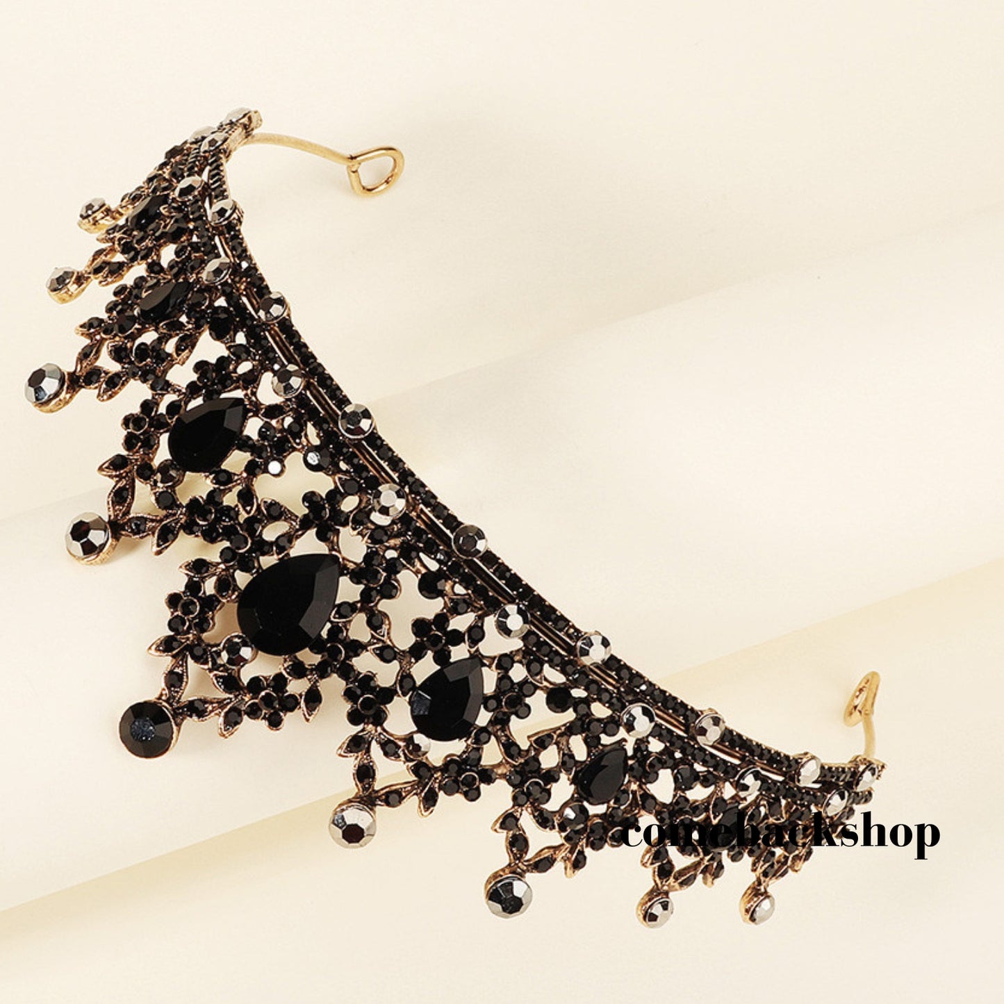 Black Tiara for Women Gold Crown for Girls Wedding Princess Birthday Crystal Rhinestones Headbands for Prom Bridal Party Halloween