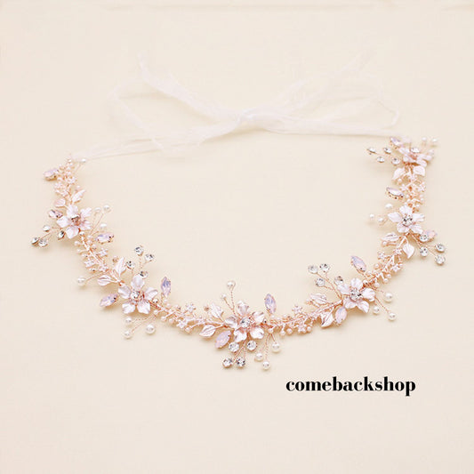 Hairband pink crystal wedding bride tiara headband prom dress sweet
