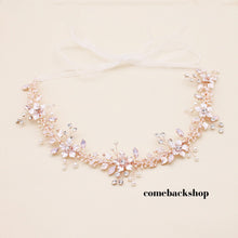 Load image into Gallery viewer, Hairband pink crystal wedding bride tiara headband prom dress sweet
