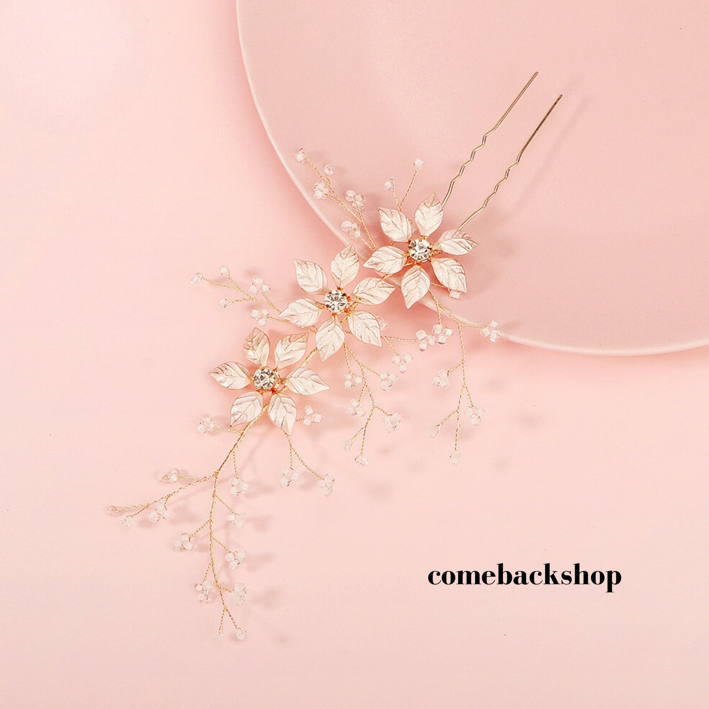 Bride Wedding Flower Hair Pins Bridal Pearl Hair Piece Crystal Hair Accessories for Women and Girls