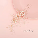 Bride Wedding Flower Hair Pins Bridal Pearl Hair Piece Crystal Hair Accessories for Women and Girls
