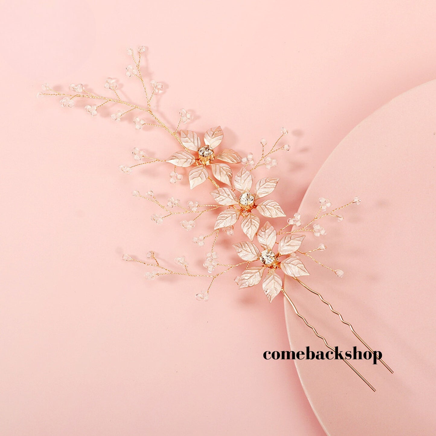 Bride Wedding Flower Hair Pins Bridal Pearl Hair Piece Crystal Hair Accessories for Women and Girls