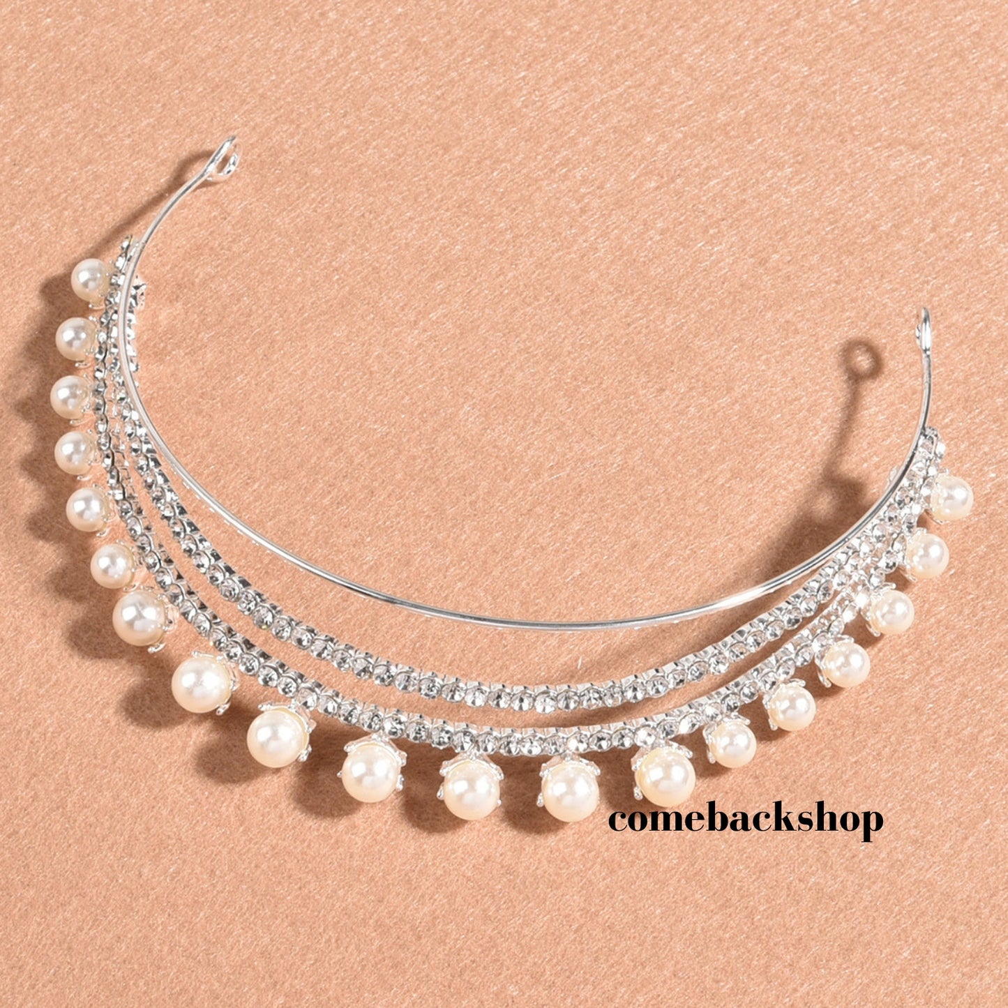 Pearl tiara crown crystal gold bridal jewelry wedding headpiece headband