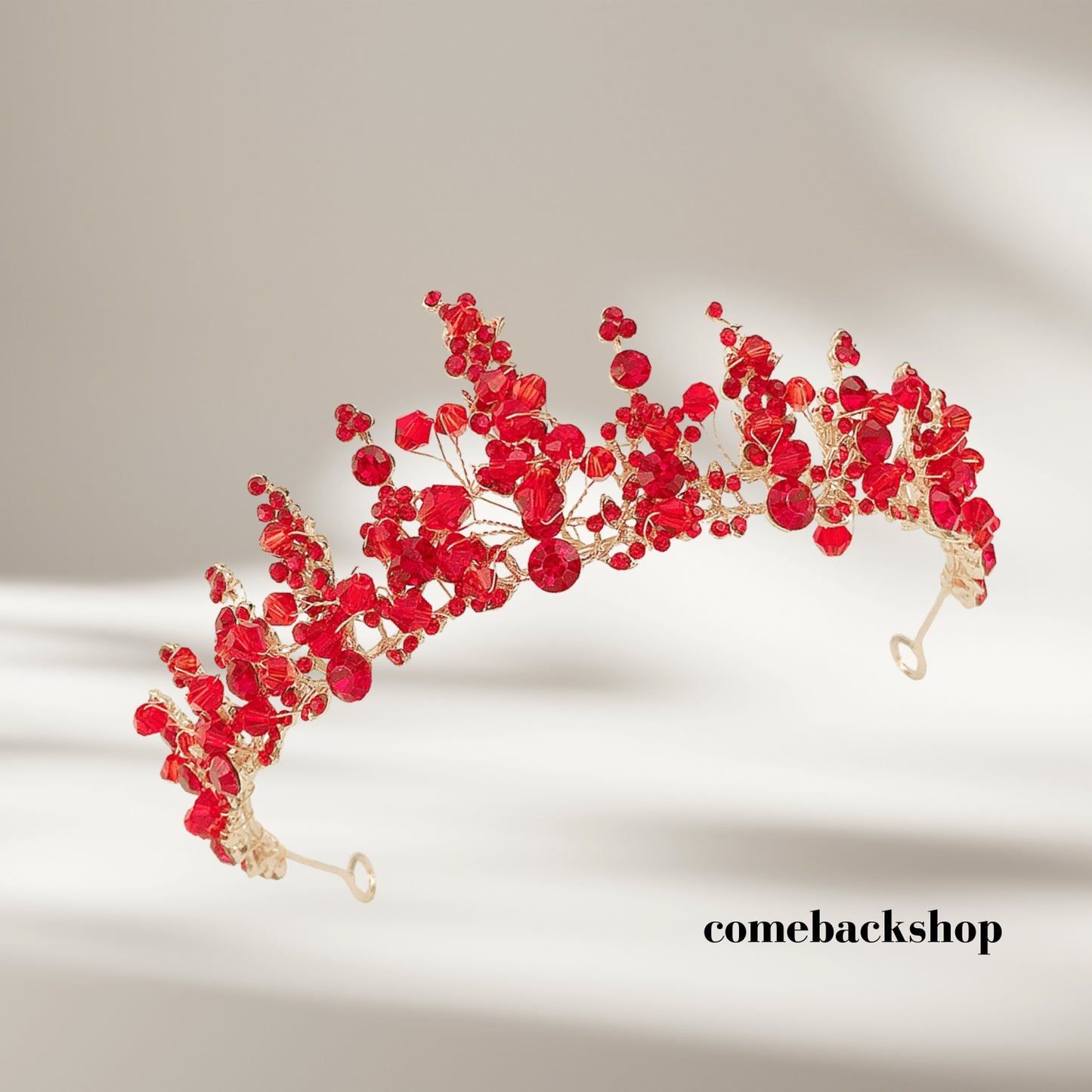 Bridal Crown Woman Tiaras Hair Jewelry Ornaments Hairwear Bride Headbands Wedding Hair Accessories red flower headpiece