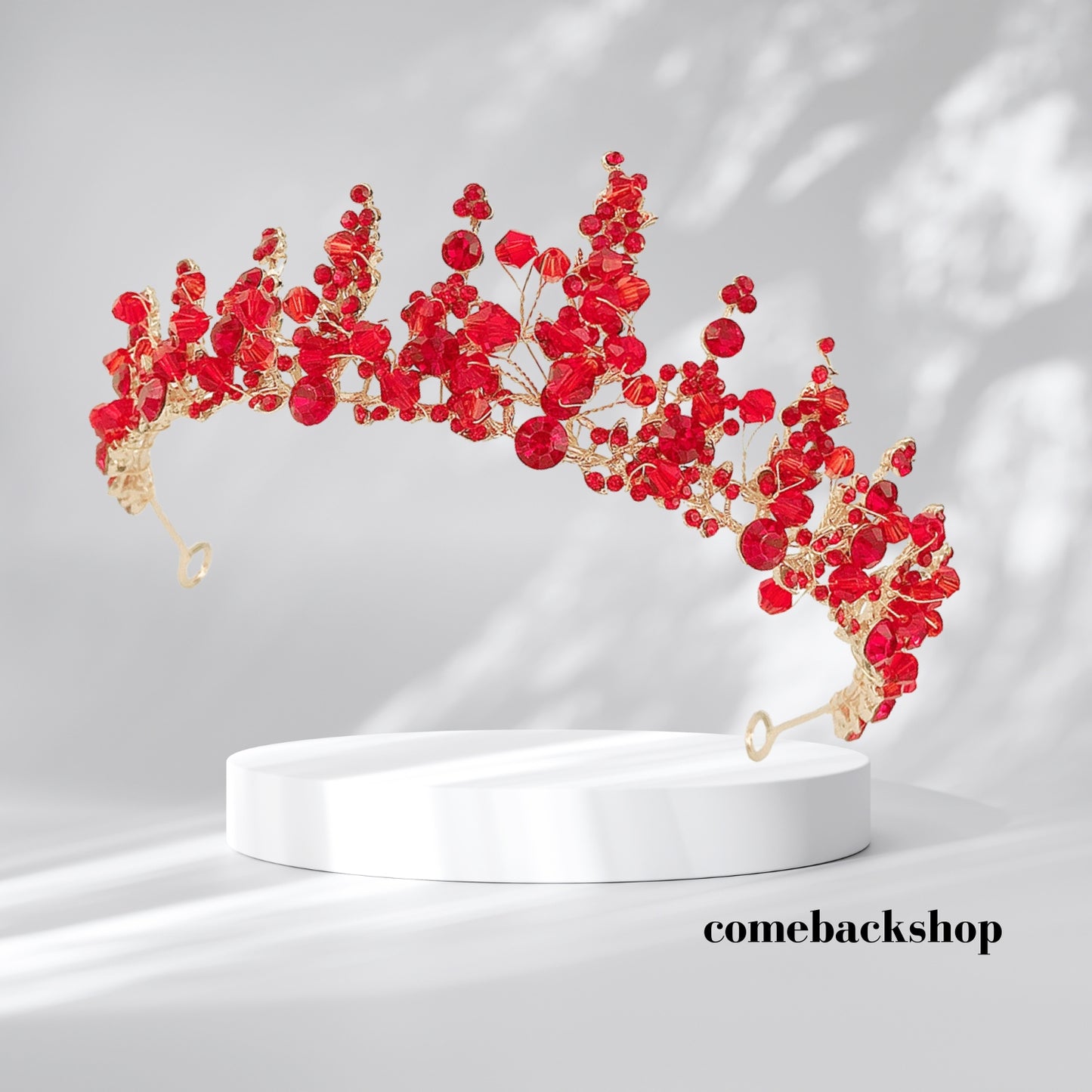 Bridal Crown Woman Tiaras Hair Jewelry Ornaments Hairwear Bride Headbands Wedding Hair Accessories red flower headpiece