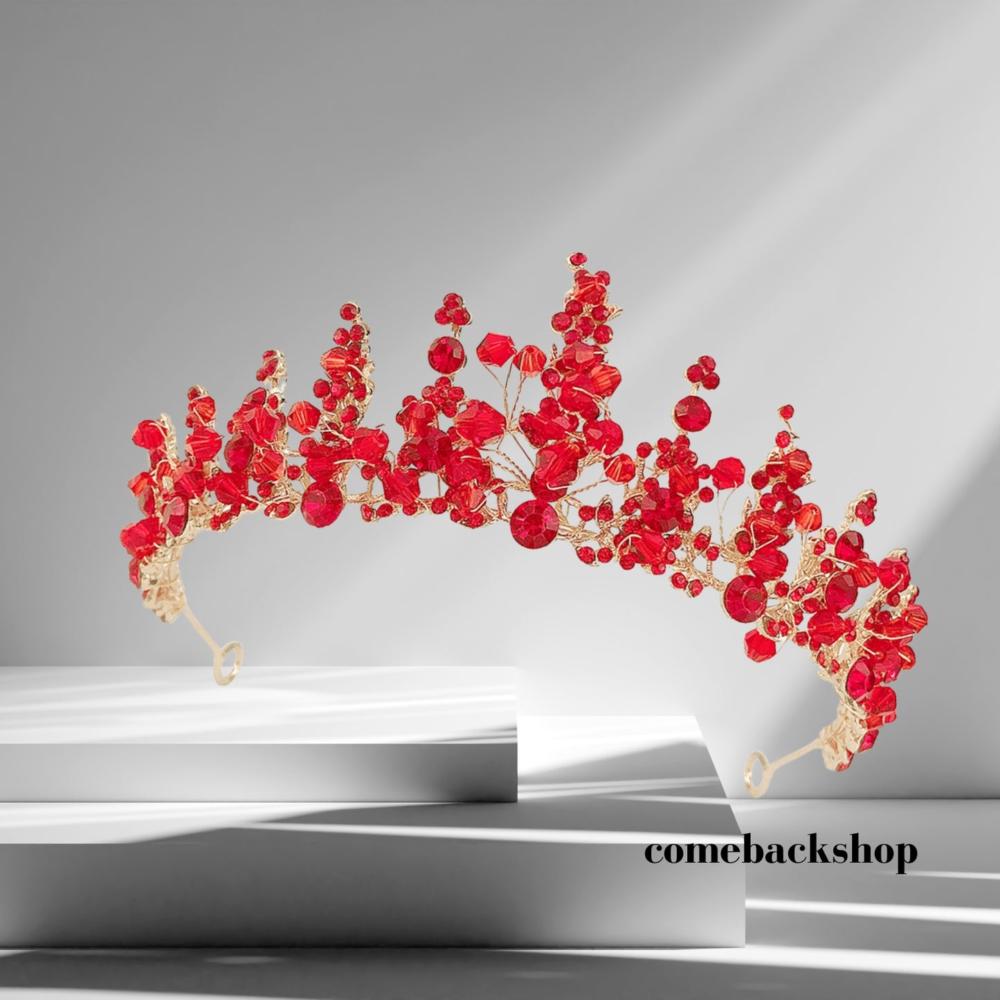 Bridal Crown Woman Tiaras Hair Jewelry Ornaments Hairwear Bride Headbands Wedding Hair Accessories red flower headpiece