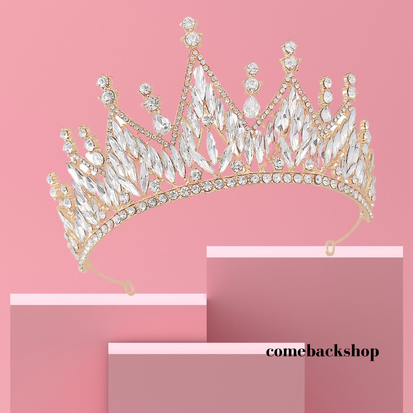 Princess Crown and Tiara for Women Princess Gold Tiara Queen Costume Crystal Rhinestone Crown for Bride Bridal Girl Ladies Wedding Prom Birthday Festival Party
