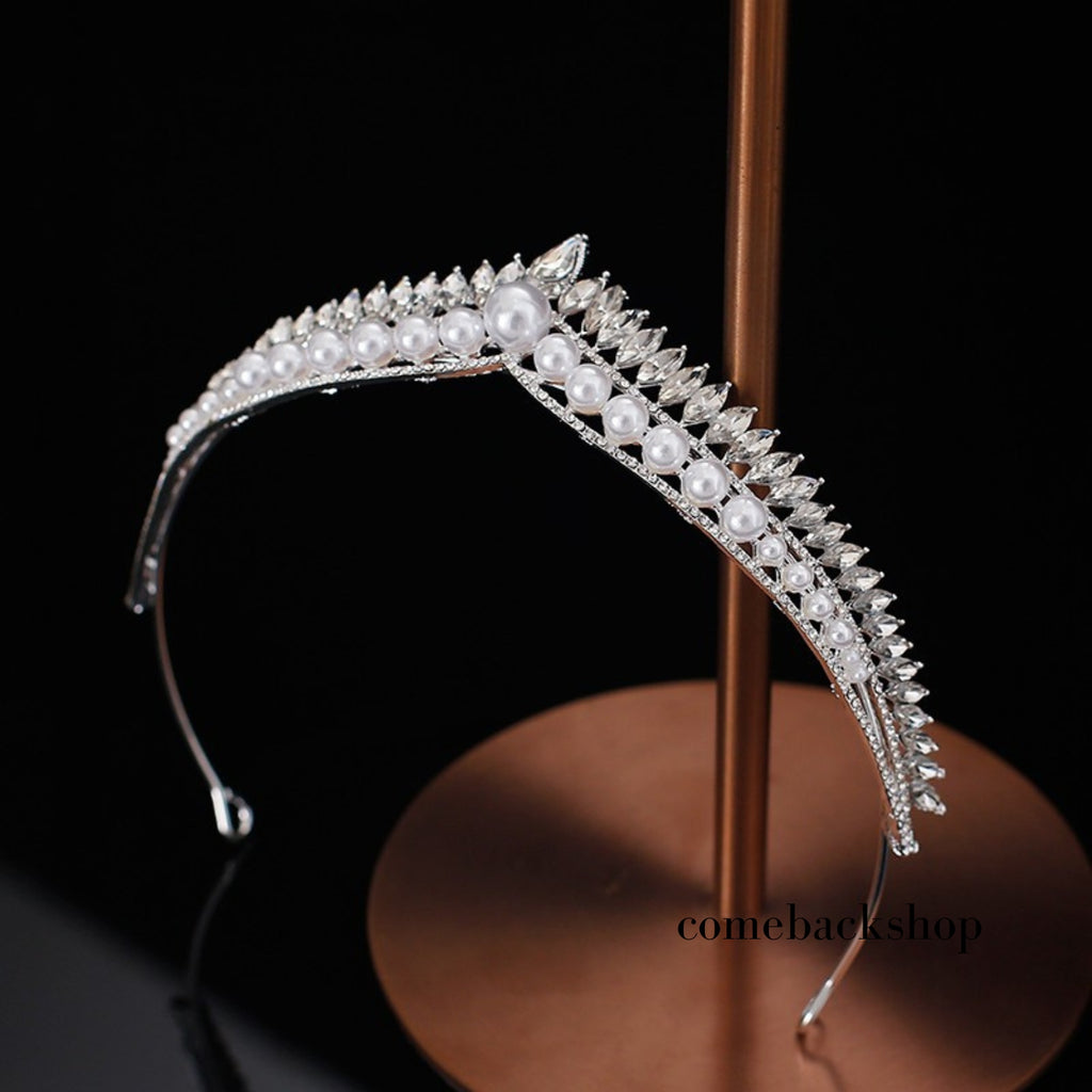Comebackshop Tiara wedding Crown bridal Jewelry Pearl Holiday gift Princess Hair accessories
