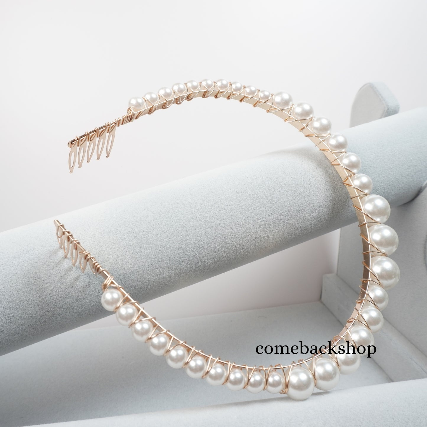 Gold Bridal Headband Pearl Tiara for Women Rhinestone Wedding Hair Accessories Bridesmaid Headpieces for Prom Pageant Birthday Party