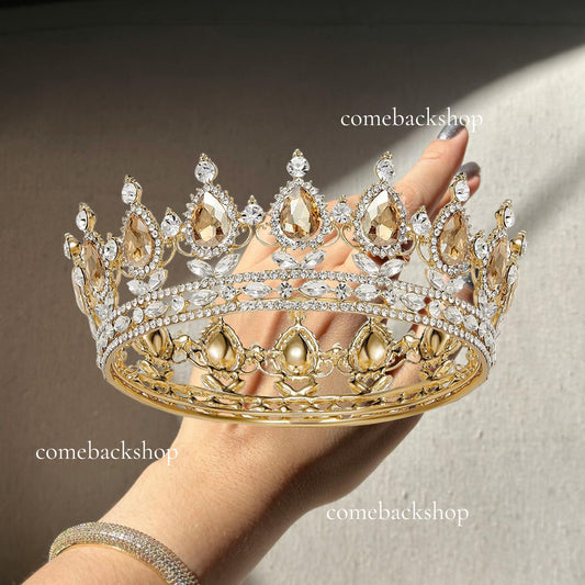 Crystal Vintage Royal Queen King Tiaras and Crowns Men/Women Pageant Prom Diadem Hair Ornaments Wedding Hair Jewelry,Swarovski