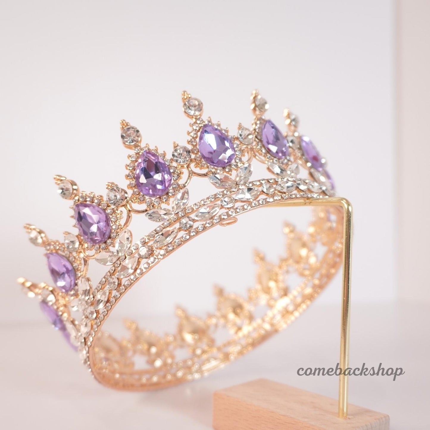 Purple Crystal Circle Bridal Diadem Royal Queen Round Tiaras Bride Head Ornaments Banquet Wedding Crown Hair Jewelry Ornament