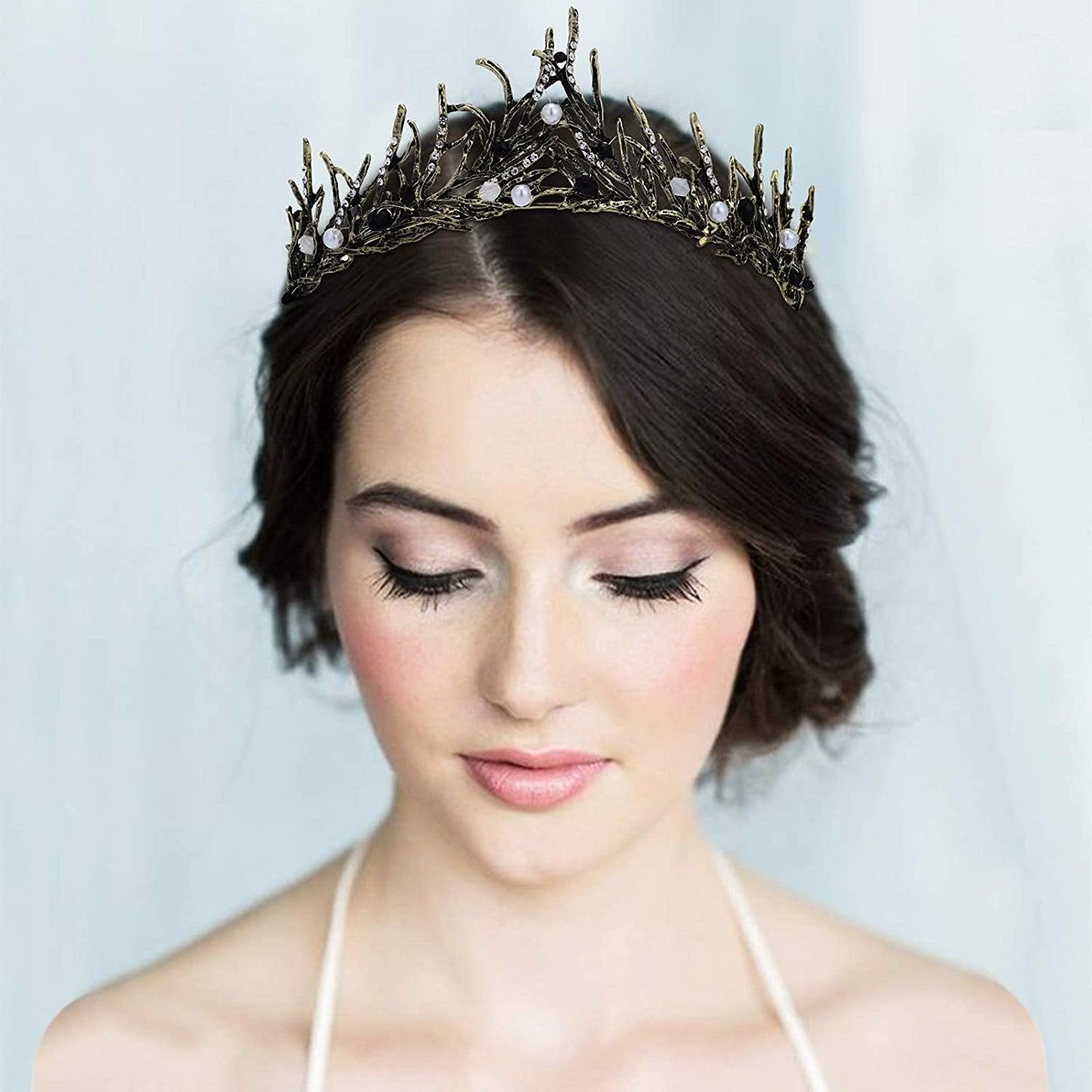 Tiaras Princess Vintage with Pearl, Girls Adult Bridal Hair Accessories Gifts for Christmas Halloween Costume, Birthday Party, Wedding