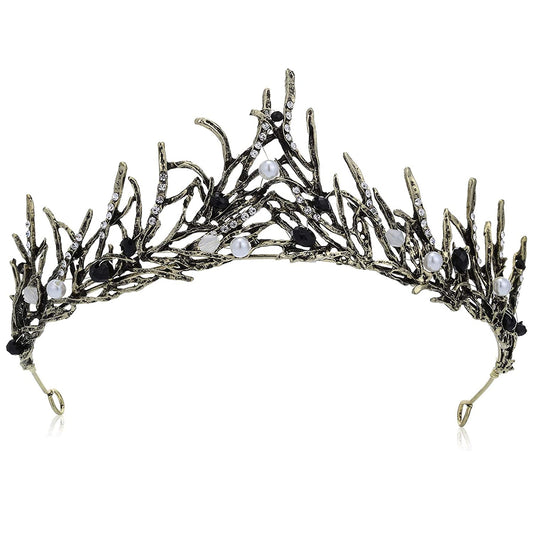 Tiaras Princess Vintage with Pearl, Girls Adult Bridal Hair Accessories Gifts for Christmas Halloween Costume, Birthday Party, Wedding