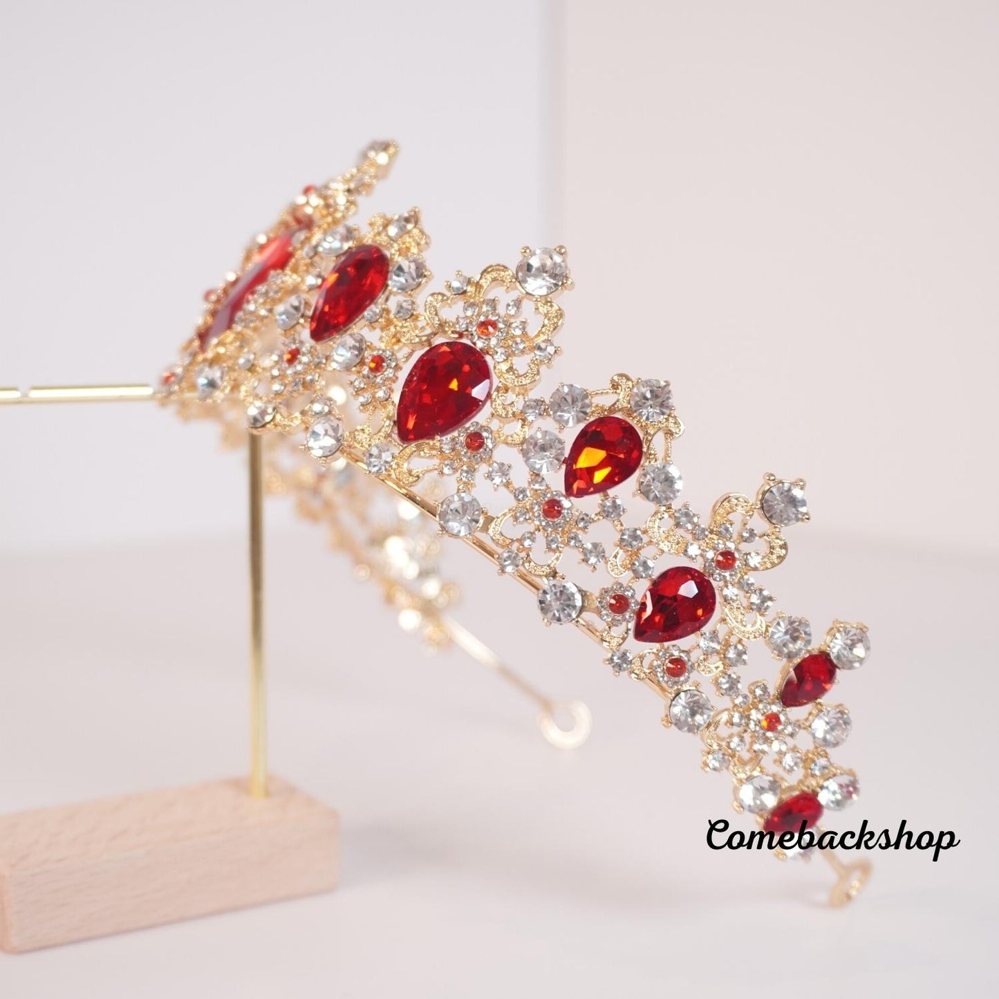 Red tiara crystal crown wedding headpiece bridal jewelry accessories