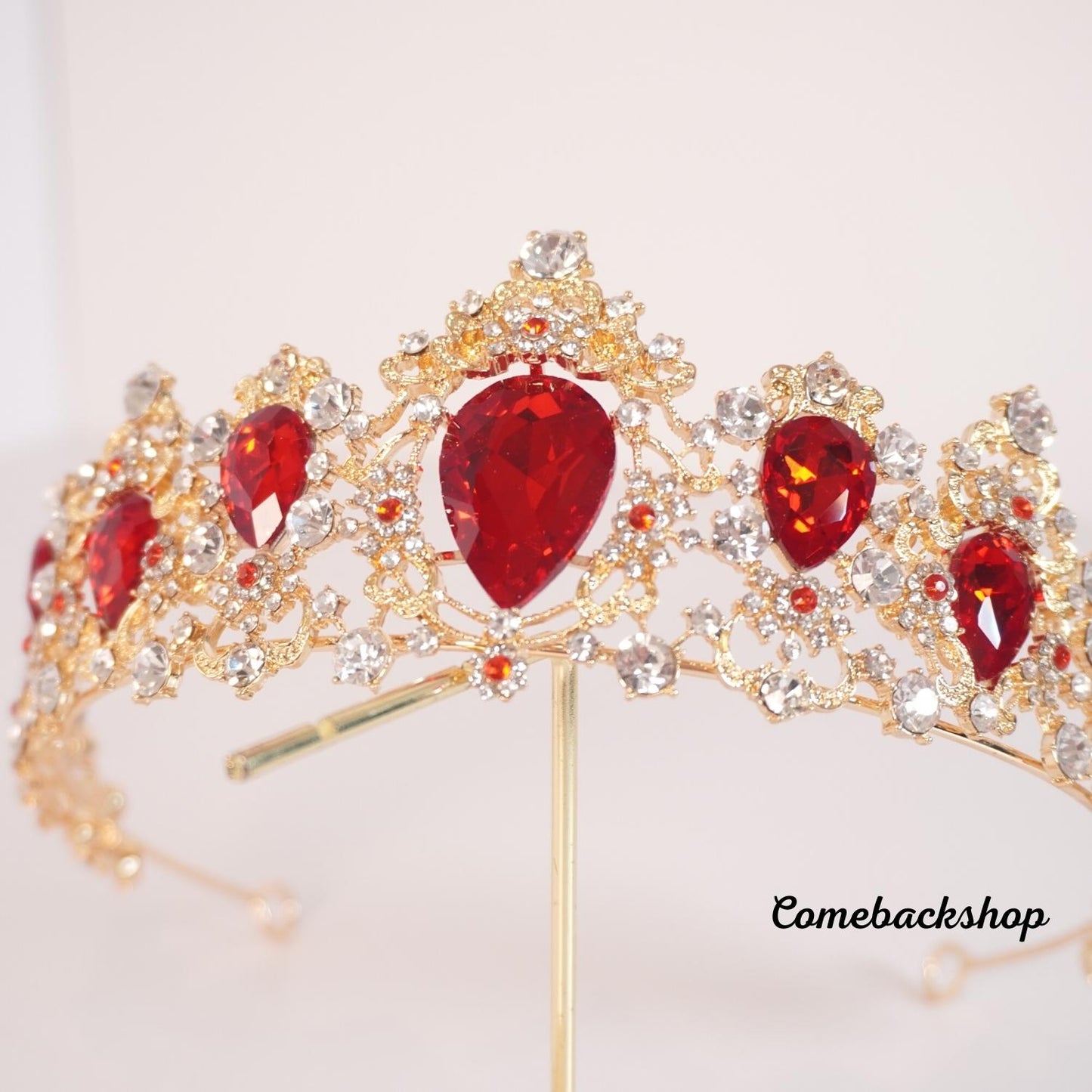 Red tiara crystal crown wedding headpiece bridal jewelry accessories