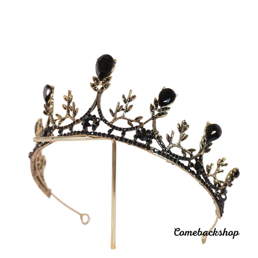 wedding crown bride tiaras and crowns fashion Gold Queen Crown Princess Headpiece Wedding Hair Jewelry Accessories,Swarovski,Black
