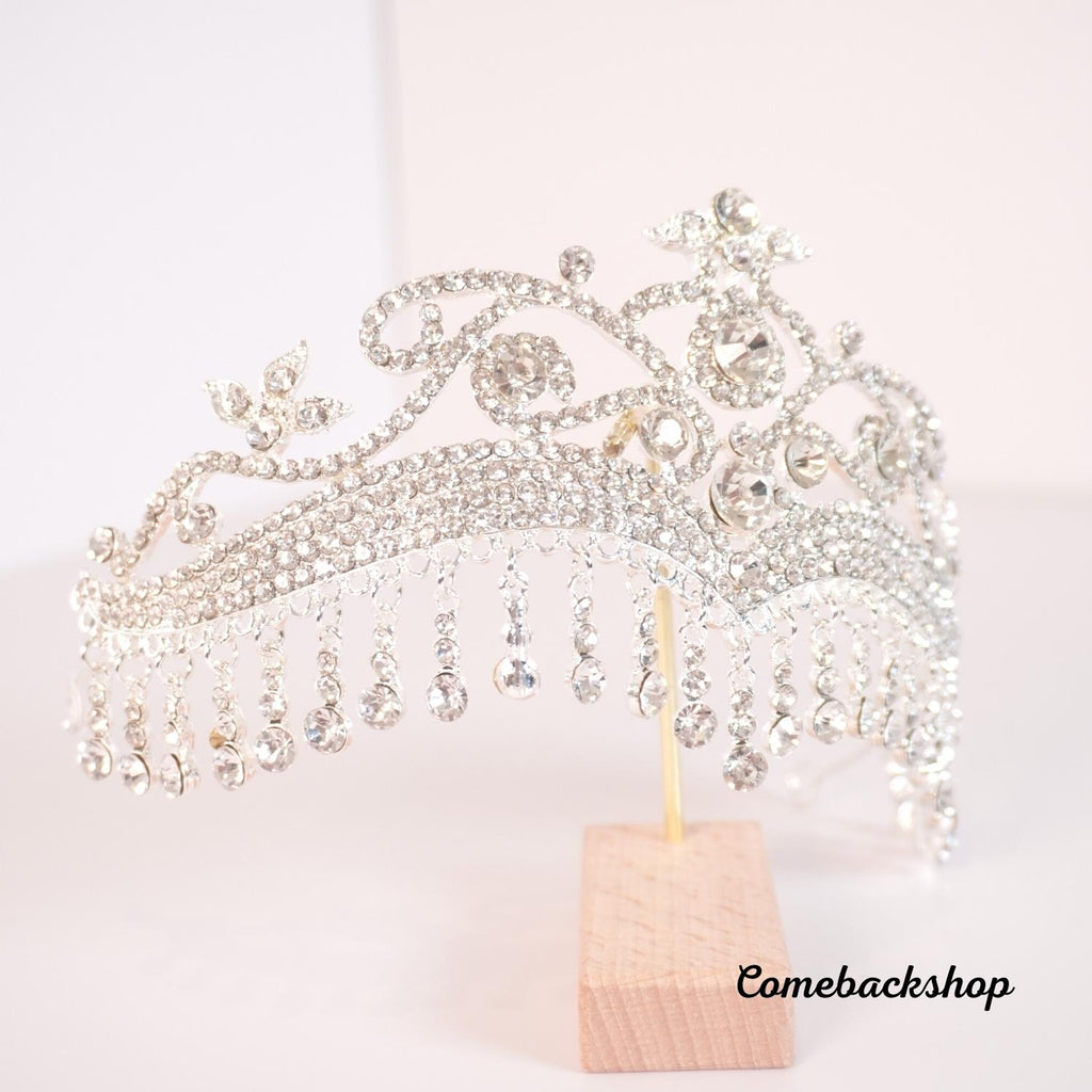 Baroque Crystal Wedding Headdress Princess Rhinestone Headband silver drop tiara crown bridal jewelry