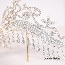 Load image into Gallery viewer, Baroque Crystal Wedding Headdress Princess Rhinestone Headband silver drop tiara crown bridal jewelry