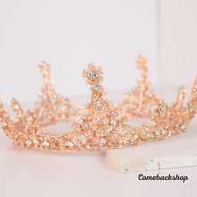 Load image into Gallery viewer, Wedding Tiara, Gold Floral Tiara, Rose Gold Bridal Tiara, Gold Bridal Crown, Rose Gold Leaf Crown, Silver Tiara, Tiaras For Wedding