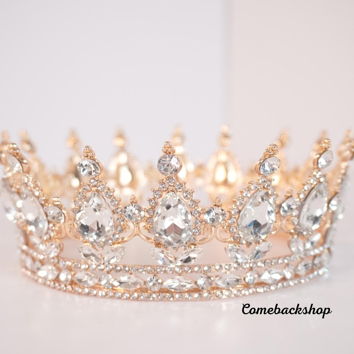 Gold crown Crystal Beads tiara Bridal Jewelry Wedding Hair Accessories Rhinestone,bridemaids gift