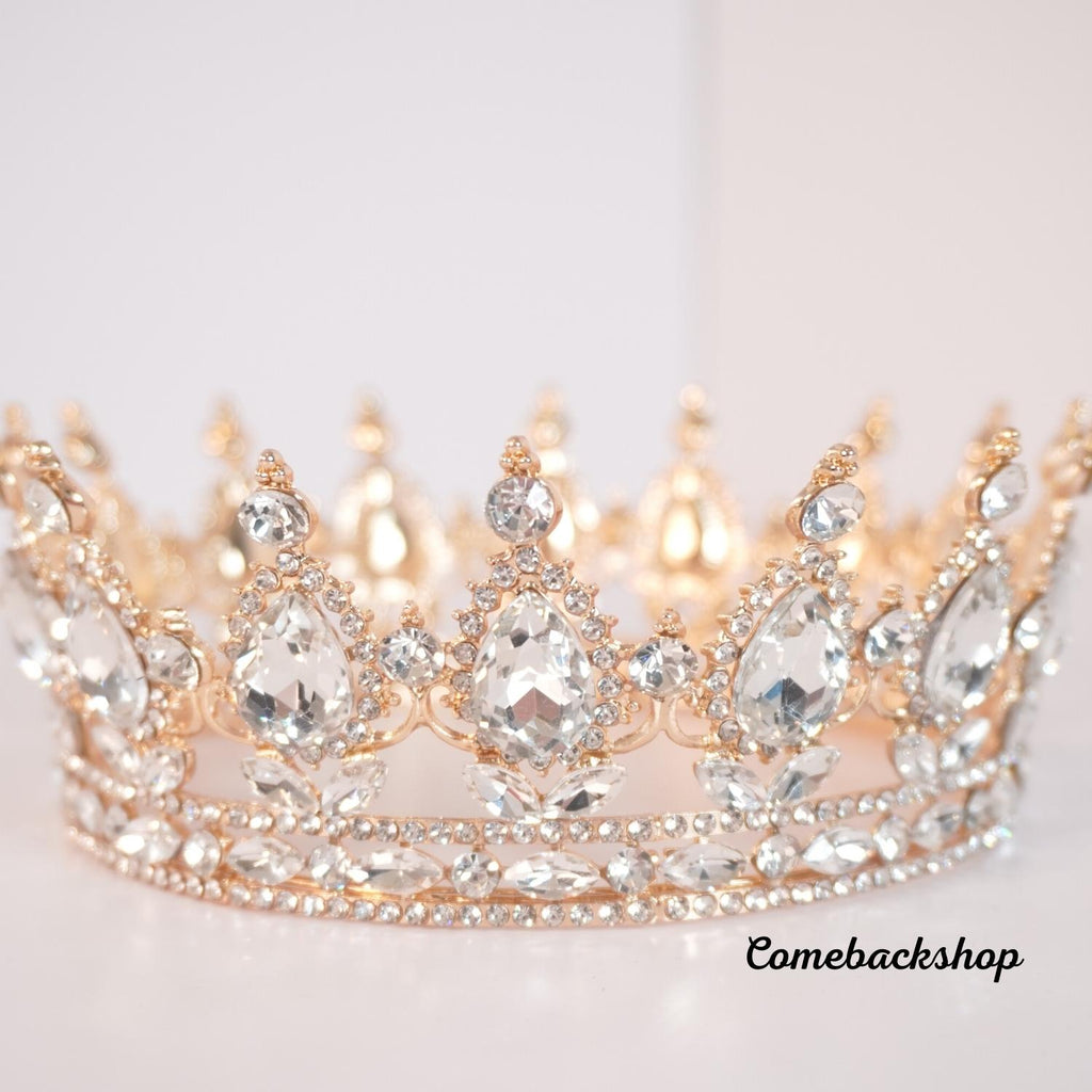 Gold crown Crystal Beads tiara Bridal Jewelry Wedding Hair Accessories Rhinestone,bridemaids gift