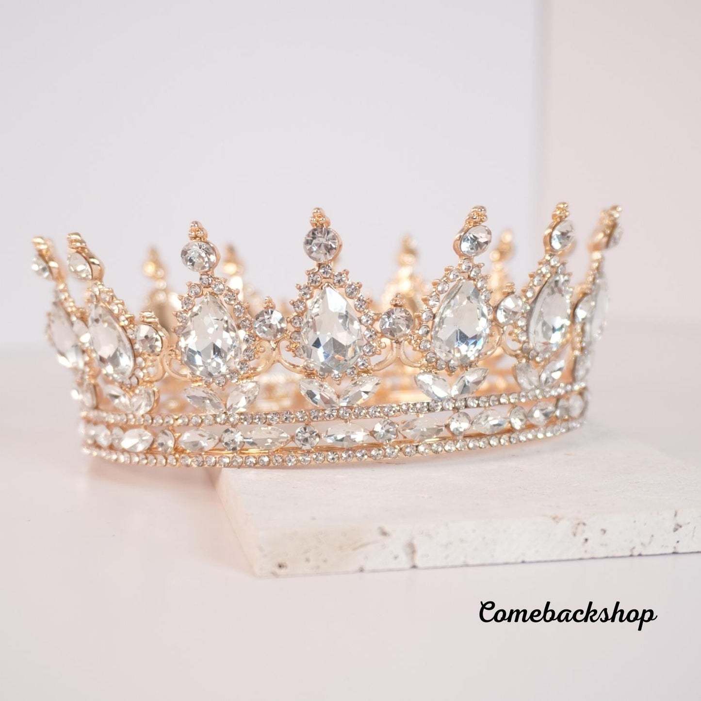 Gold crown Crystal Beads tiara Bridal Jewelry Wedding Hair Accessories Rhinestone,bridemaids gift