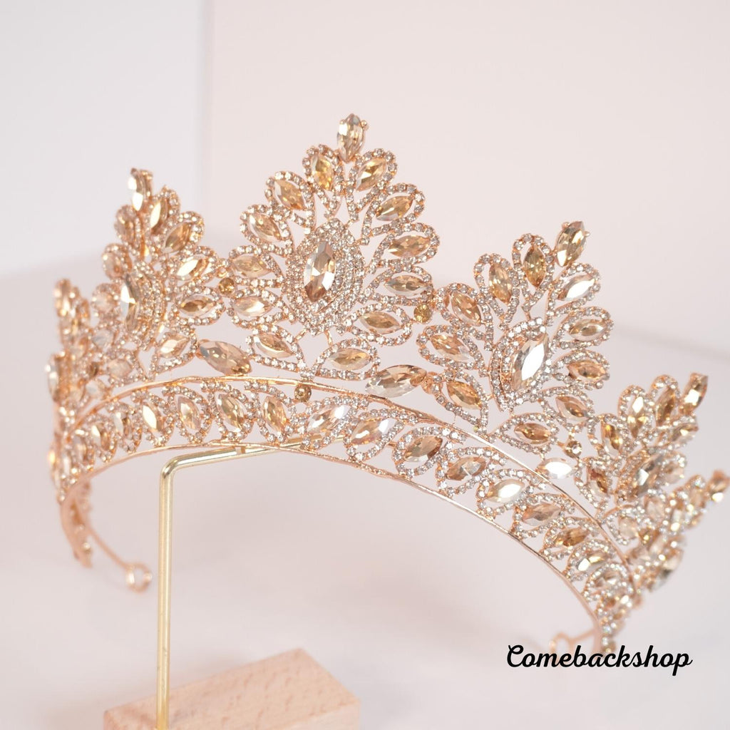 Gold Tiara Crown for Women Birthday Headband for Girls Crystal Queen Crown Hair Accessories for Bride Party Bridesmaids Bridal Prom Halloween Costume Cosplay Christmas