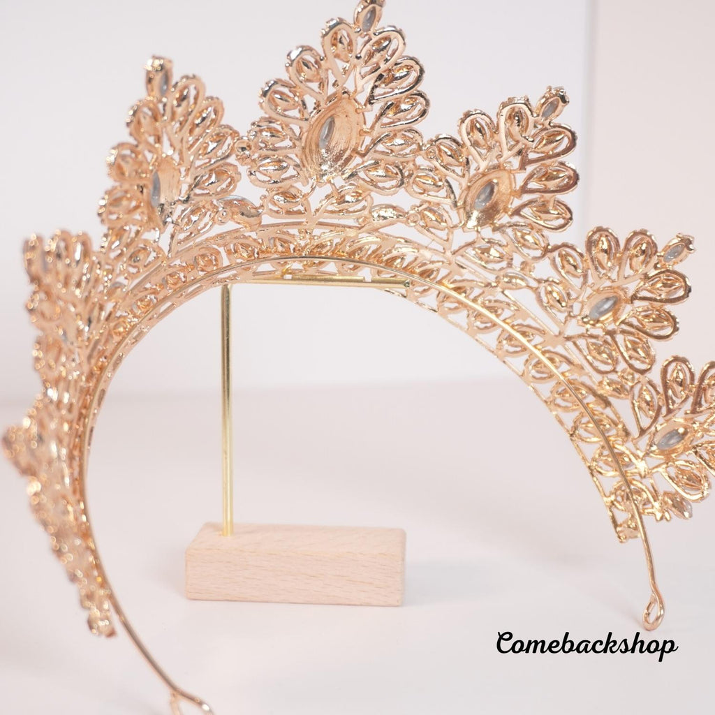 Gold Tiara Crown for Women Birthday Headband for Girls Crystal Queen Crown Hair Accessories for Bride Party Bridesmaids Bridal Prom Halloween Costume Cosplay Christmas