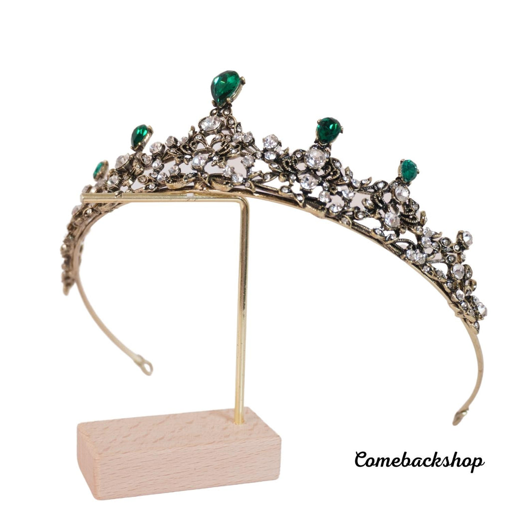 Tiaras and Crowns for Women Jeweled Green Crown - Crystal Wedding Tiaras for Bride Princess Headband
