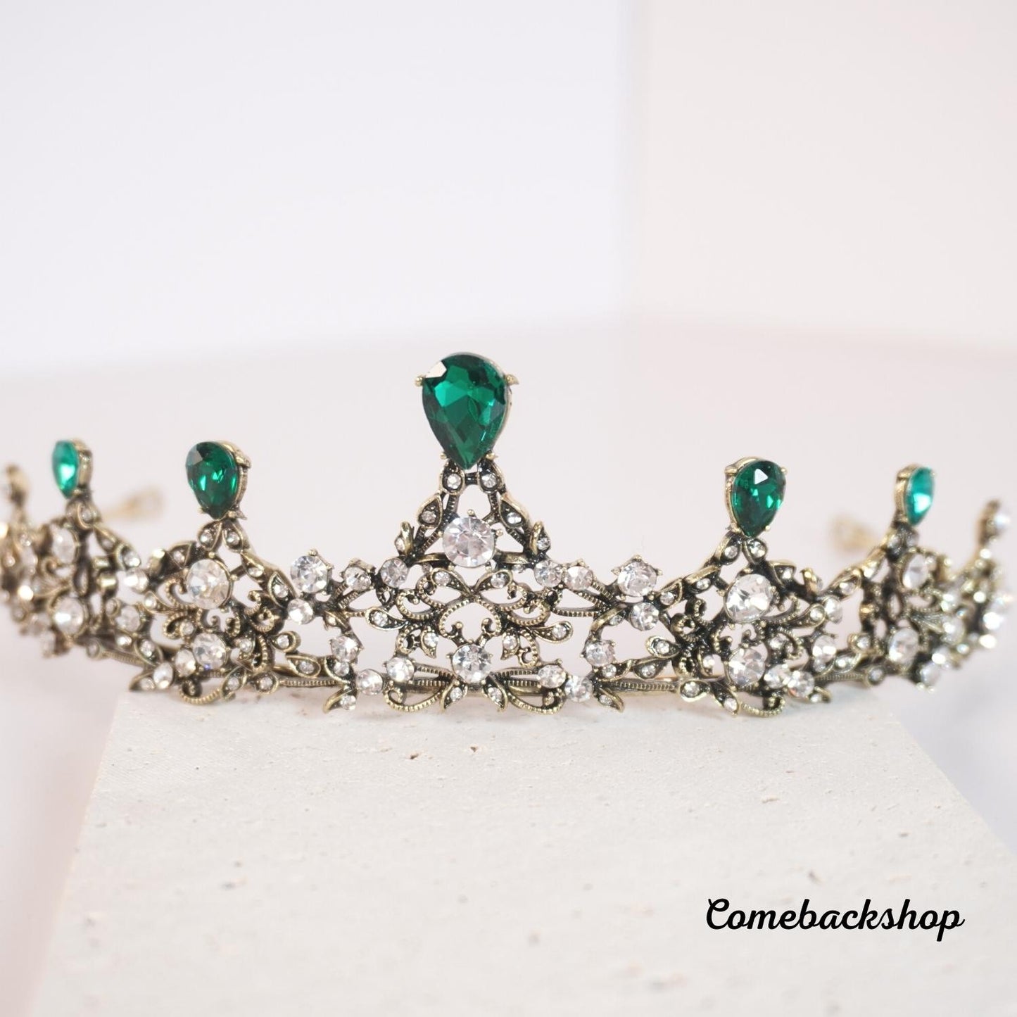 Tiaras and Crowns for Women Jeweled Green Crown - Crystal Wedding Tiaras for Bride Princess Headband