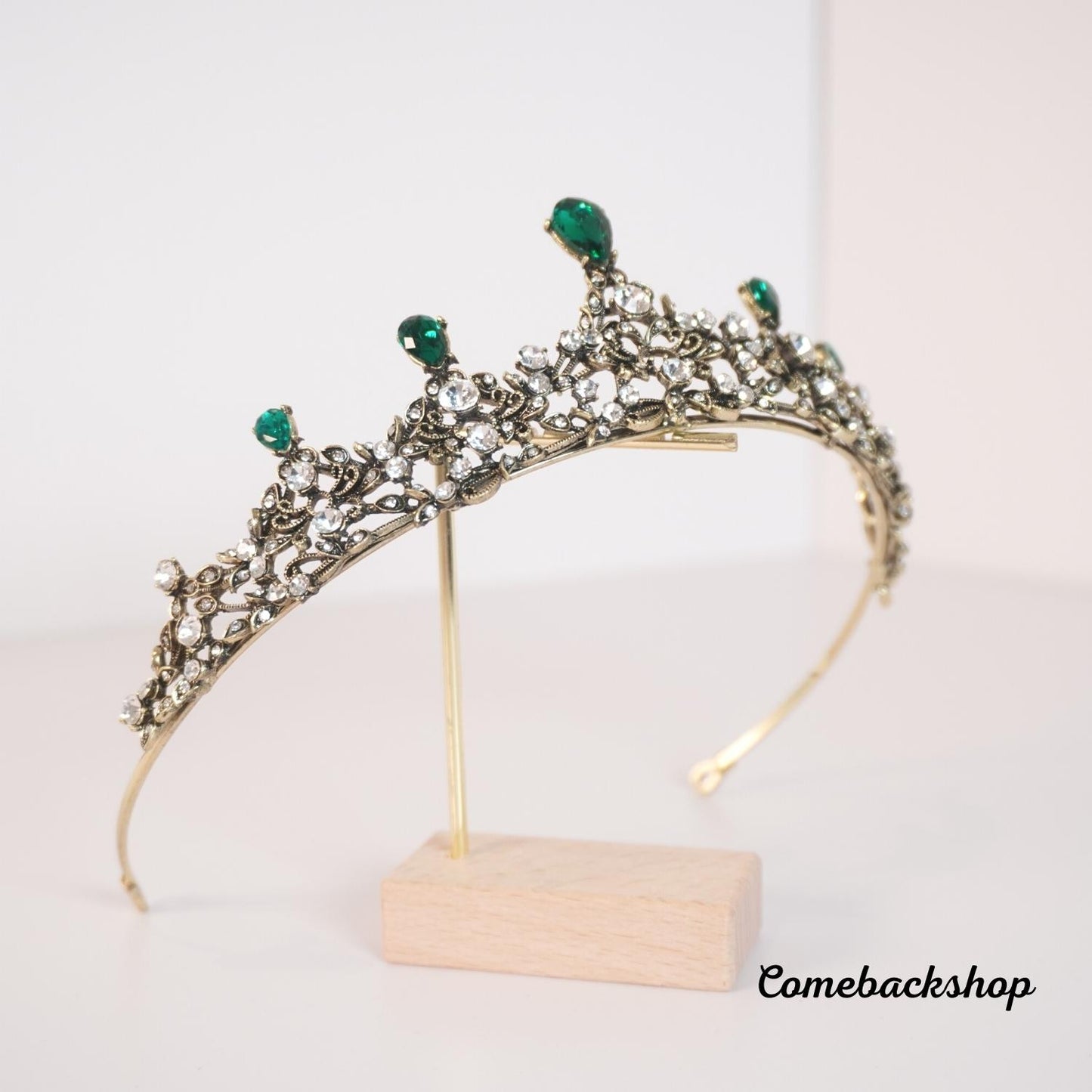 Tiaras and Crowns for Women Jeweled Green Crown - Crystal Wedding Tiaras for Bride Princess Headband
