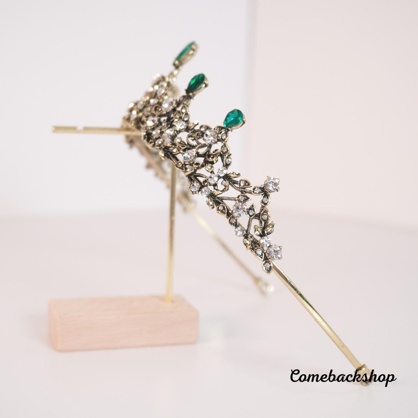 Tiaras and Crowns for Women Jeweled Green Crown - Crystal Wedding Tiaras for Bride Princess Headband