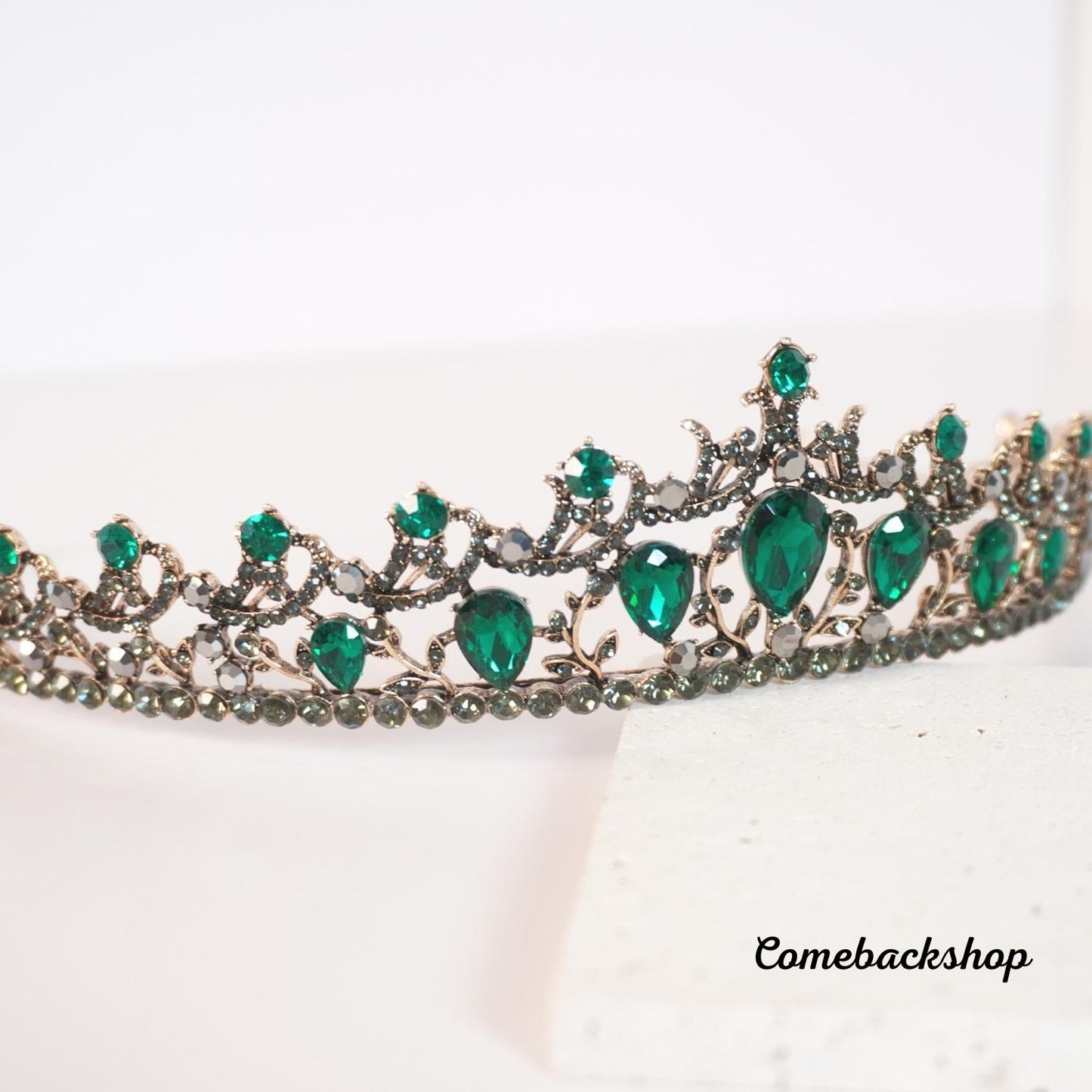 Green Wedding Hair Accessories Alloy Bridal Tiaras Gold birthday party gift prom dress tiara hair piece