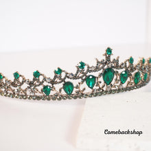 Load image into Gallery viewer, Green Wedding Hair Accessories Alloy Bridal Tiaras Gold birthday party gift prom dress tiara hair piece
