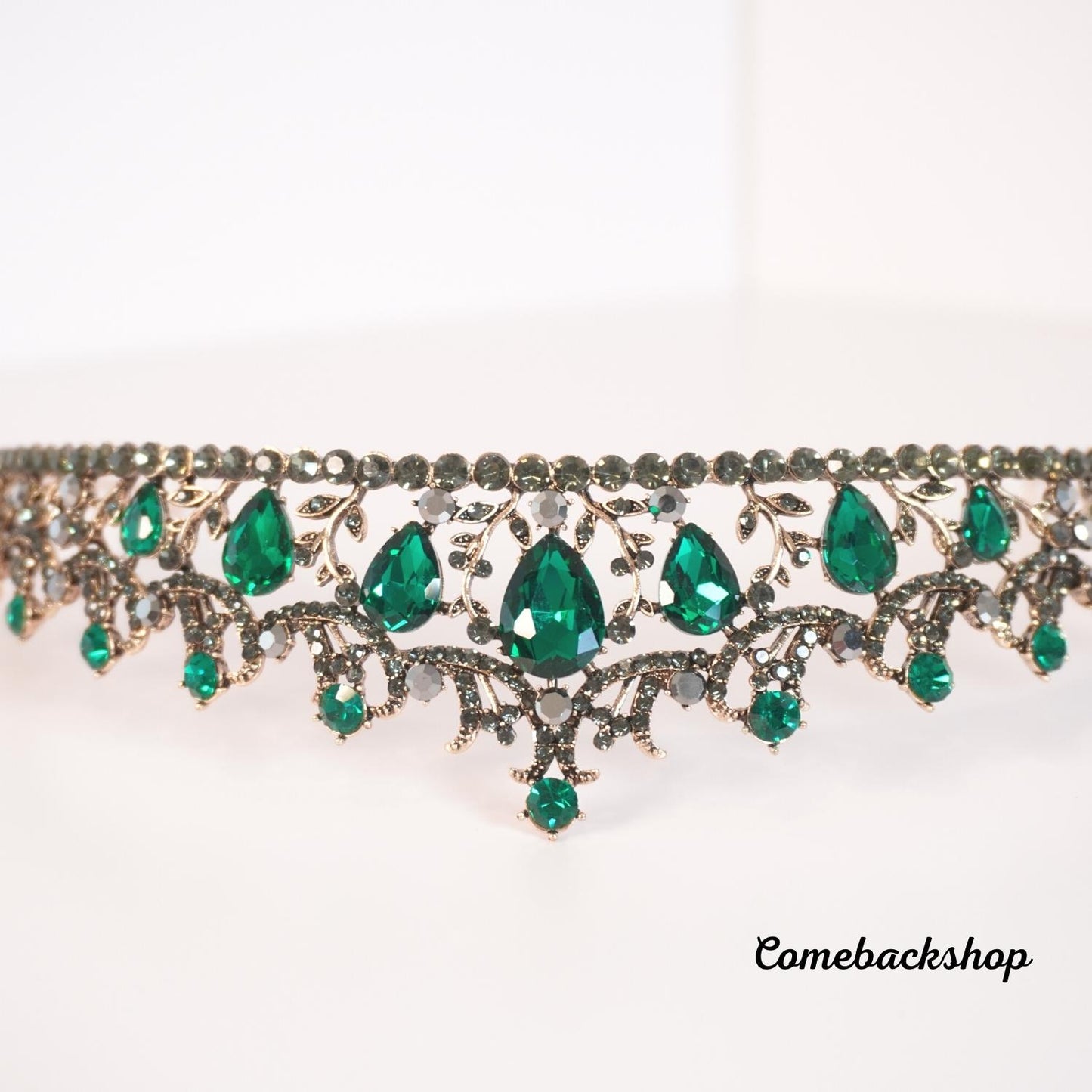 Green Wedding Hair Accessories Alloy Bridal Tiaras Gold birthday party gift prom dress tiara hair piece