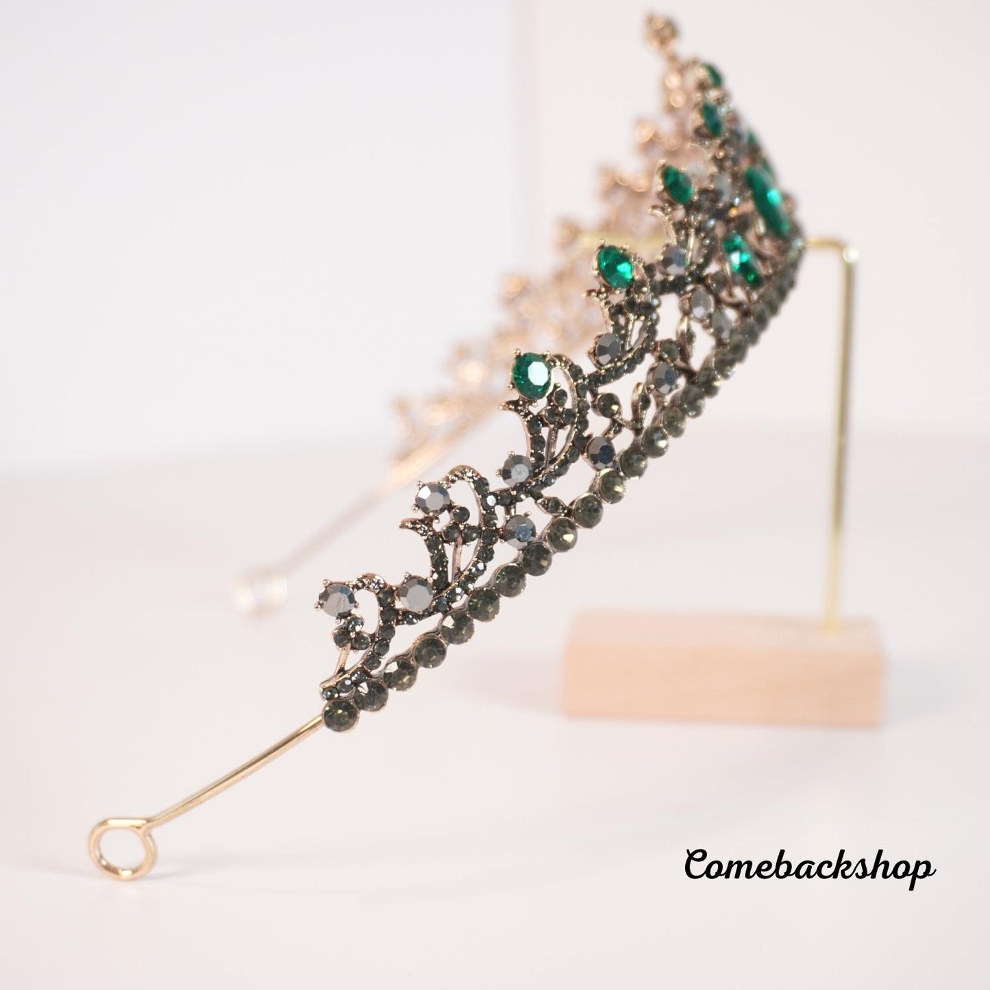 Green Wedding Hair Accessories Alloy Bridal Tiaras Gold birthday party gift prom dress tiara hair piece