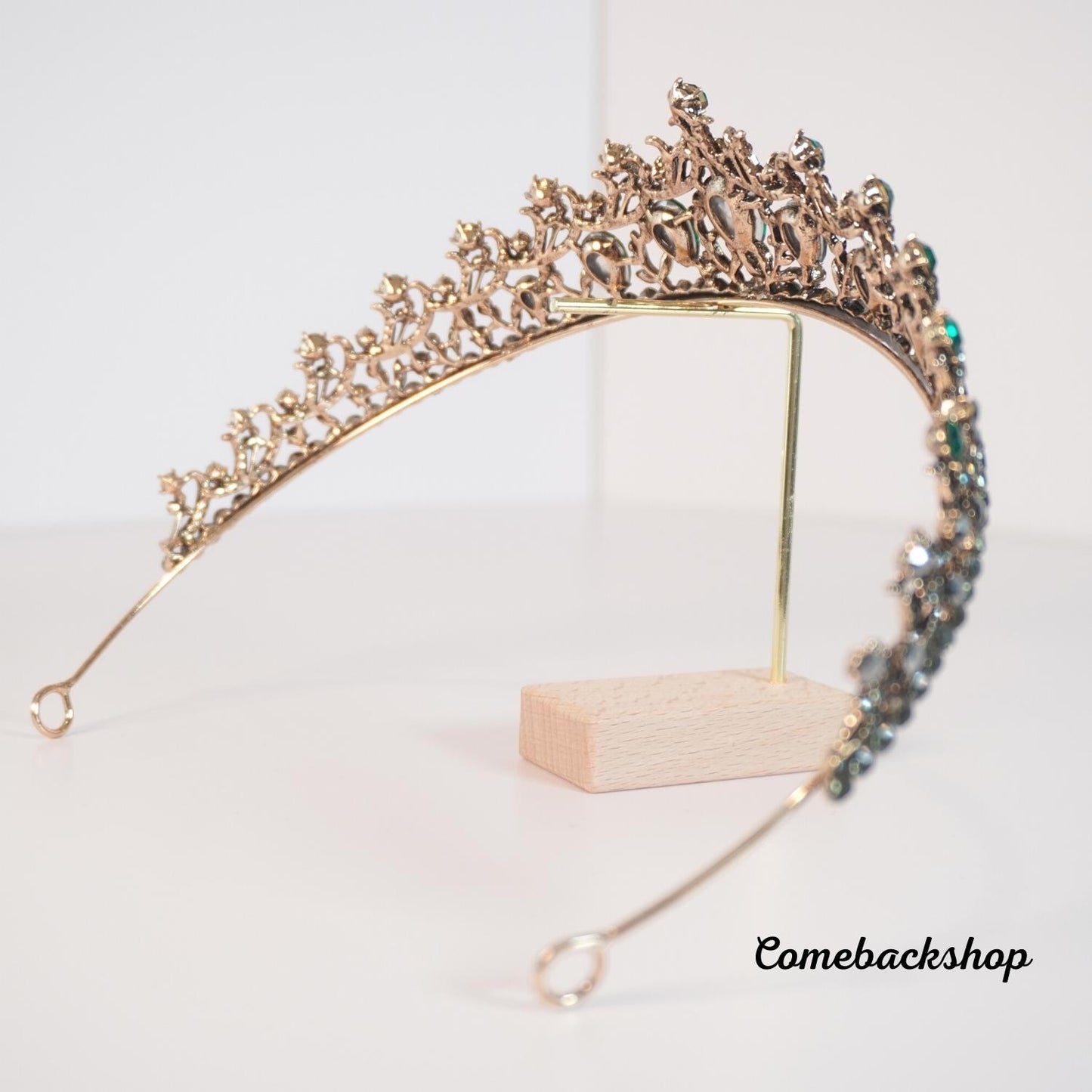 Green Wedding Hair Accessories Alloy Bridal Tiaras Gold birthday party gift prom dress tiara hair piece