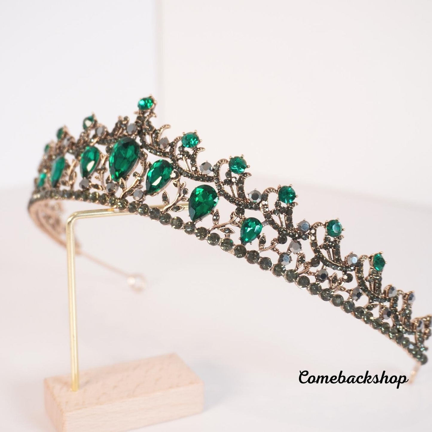 Green Wedding Hair Accessories Alloy Bridal Tiaras Gold birthday party gift prom dress tiara hair piece