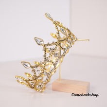 Load image into Gallery viewer, Black angels tiara mini crown queen king baroque wedding headpiece bridal shower tiara