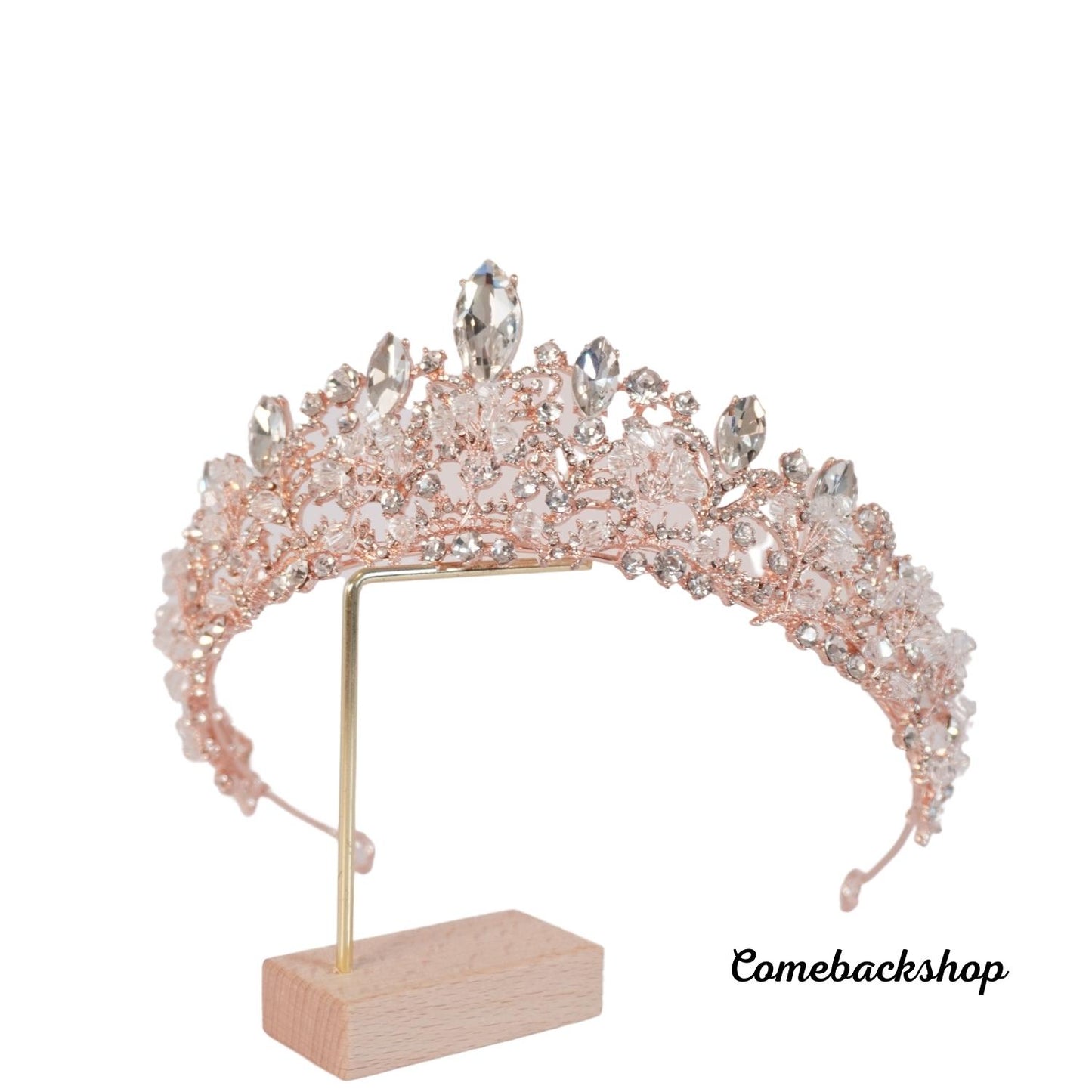 Wedding Tiara Bridal Crown for Wedding Bride Gold Rhinestone Crowns,Swarovski Pink