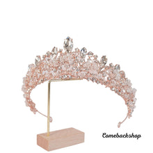 Load image into Gallery viewer, Wedding Tiara Bridal Crown for Wedding Bride Gold Rhinestone Crowns,Swarovski Pink