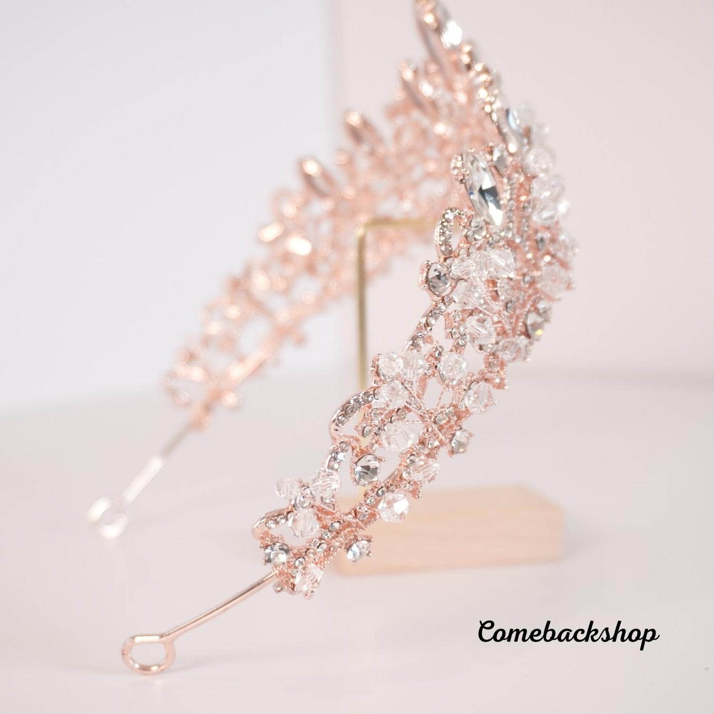 Wedding Tiara Bridal Crown for Wedding Bride Gold Rhinestone Crowns,Swarovski Pink