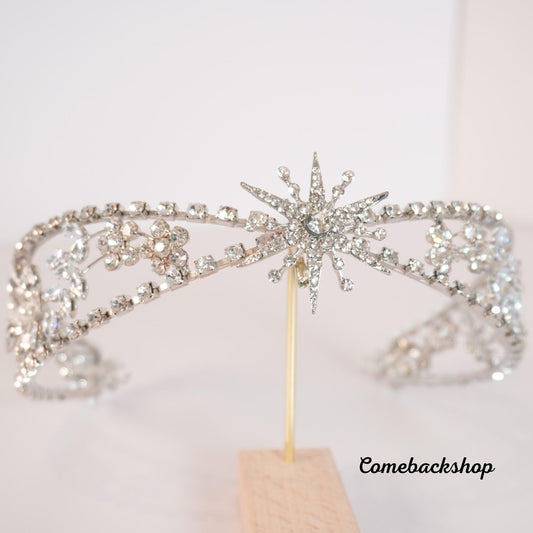 Vintage tiara crown Crystal Flower Wedding Hair Combs Bridal Simulated Pearls Hair piece silver clear Wire Wedding Hair Ornaments