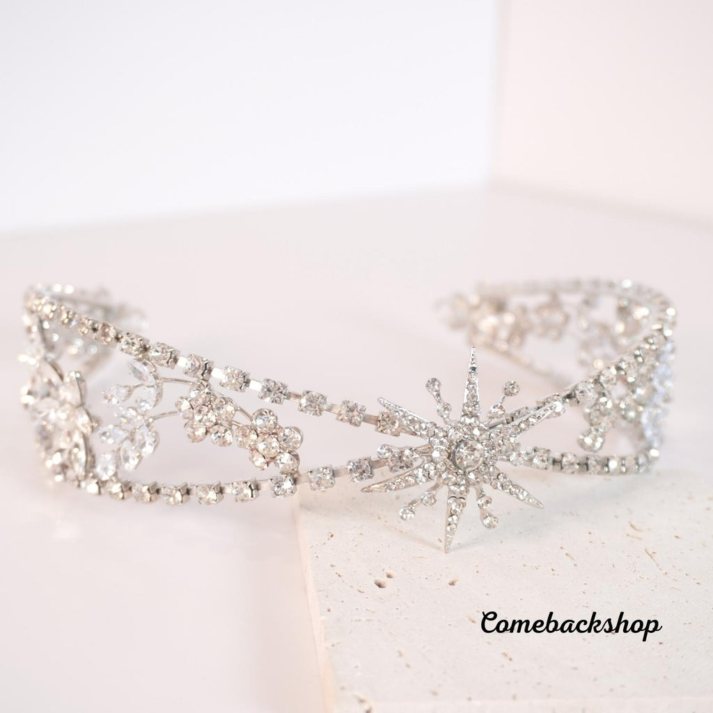 Vintage tiara crown Crystal Flower Wedding Hair Combs Bridal Simulated Pearls Hair piece silver clear Wire Wedding Hair Ornaments