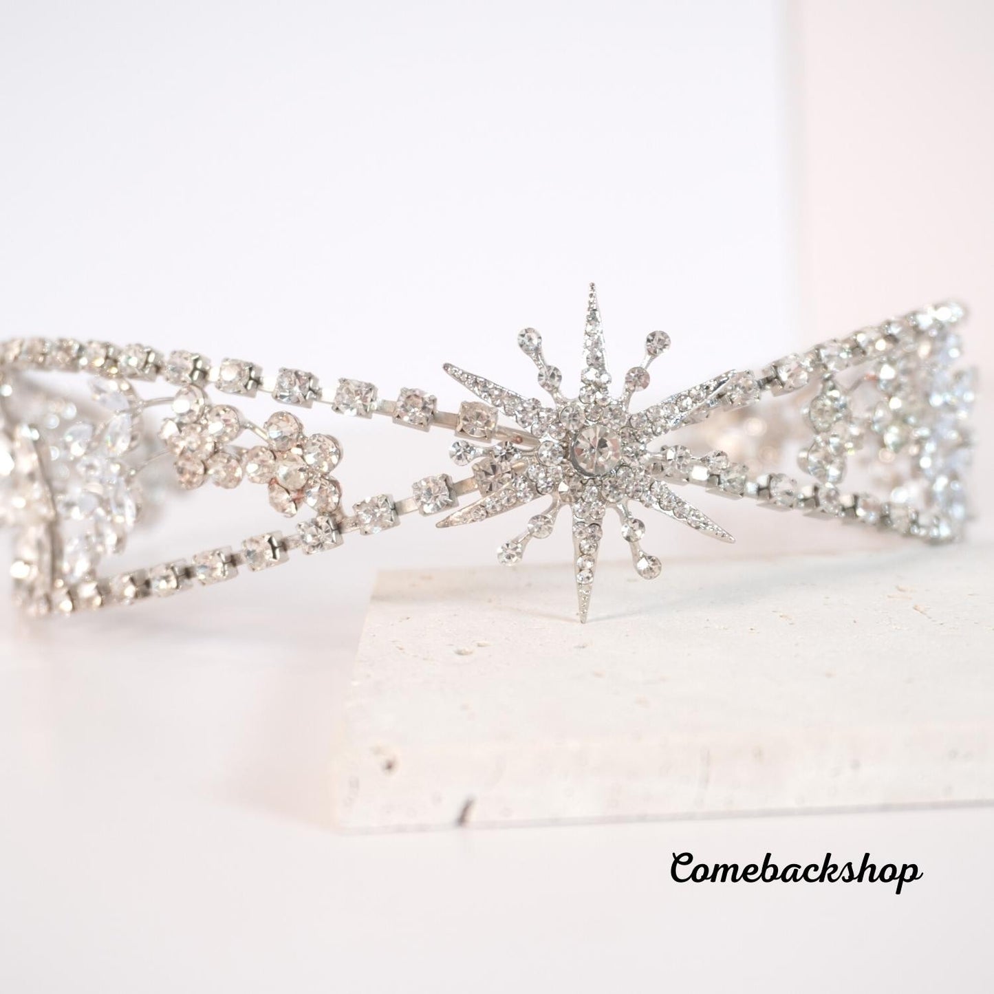 Vintage tiara crown Crystal Flower Wedding Hair Combs Bridal Simulated Pearls Hair piece silver clear Wire Wedding Hair Ornaments