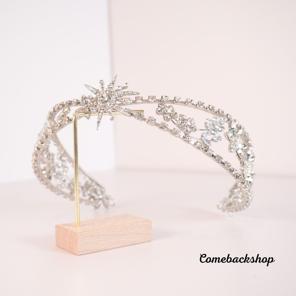 Vintage tiara crown Crystal Flower Wedding Hair Combs Bridal Simulated Pearls Hair piece silver clear Wire Wedding Hair Ornaments