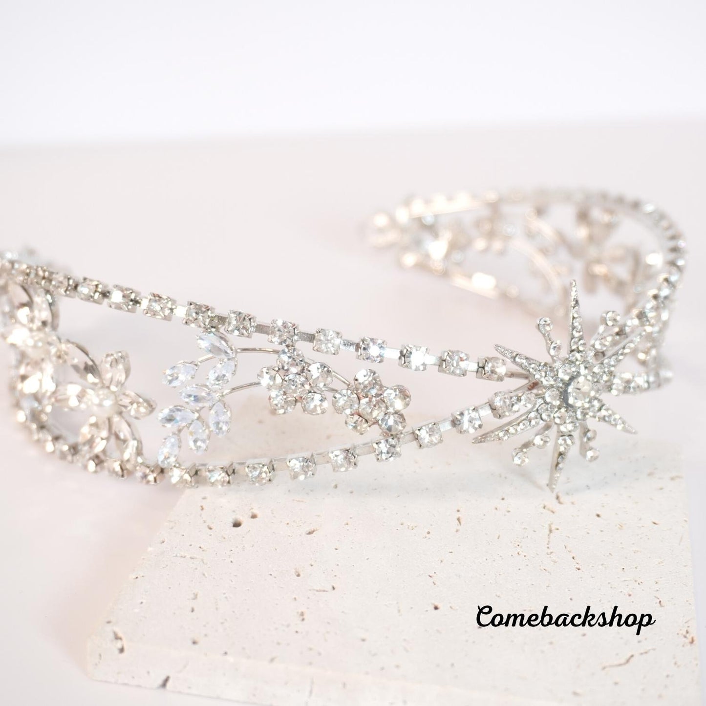 Vintage tiara crown Crystal Flower Wedding Hair Combs Bridal Simulated Pearls Hair piece silver clear Wire Wedding Hair Ornaments