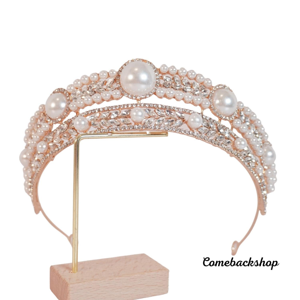 Gold Crystal Leaf Bridal Jewelry Sets Rhinestone Crown,Swarovski pear headpiece,party crown